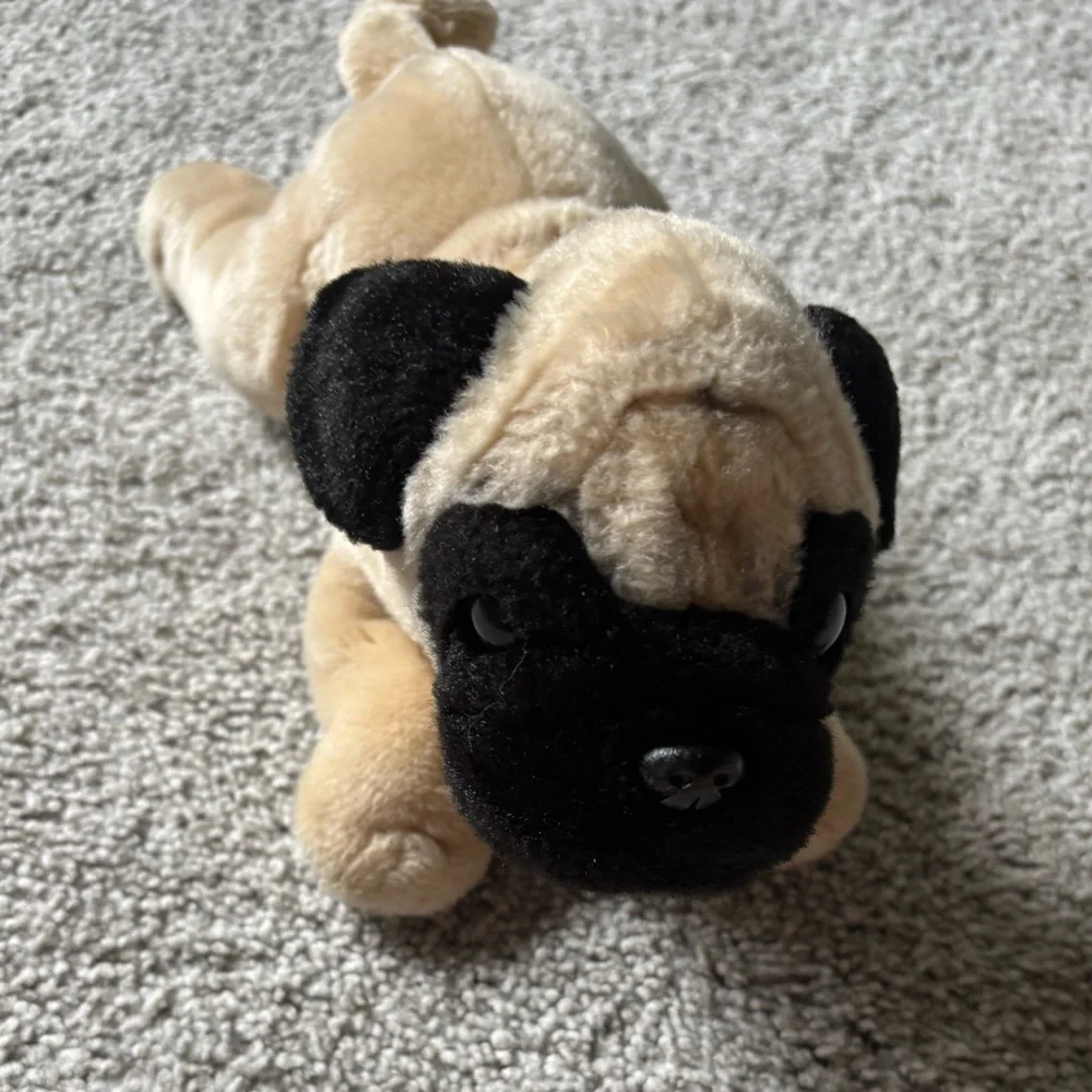 Charming Plush Pug Toy in Black and Tan